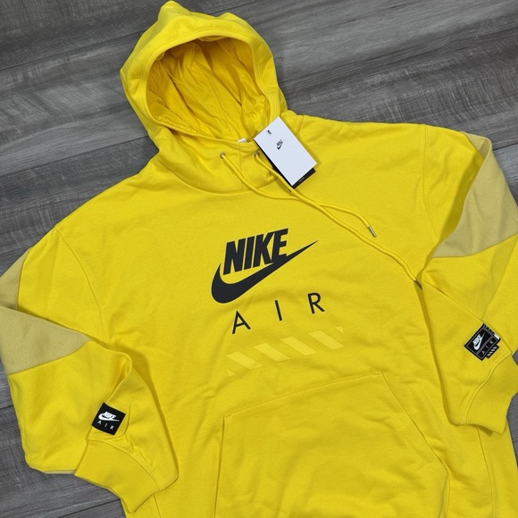 Nike Other - Nike Air Mens Fleece Pullover Hoodie Sweatshirt Yellow HJ0273 Size Large NWT
